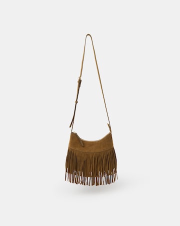 Accessorize Fringe Suede Crossbody Bag