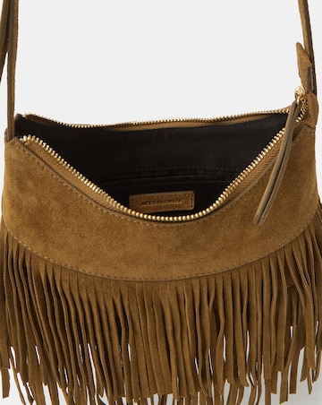Accessorize Fringe Suede Crossbody Bag