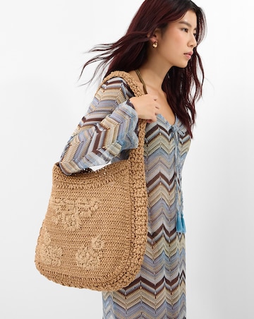 Accessorize Slouchy Raffia Flower Bag