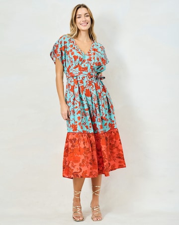 HOPE & IVY MARIUM COTTON PLEATED MIDAXI DRESS