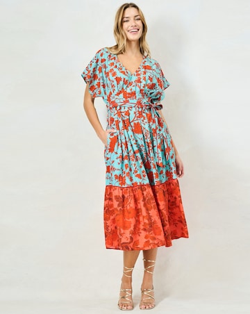 HOPE & IVY MARIUM COTTON PLEATED MIDAXI DRESS
