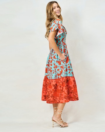 HOPE & IVY MARIUM COTTON PLEATED MIDAXI DRESS
