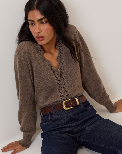 New In - Nobody's Child Crochet Trim Cardigan