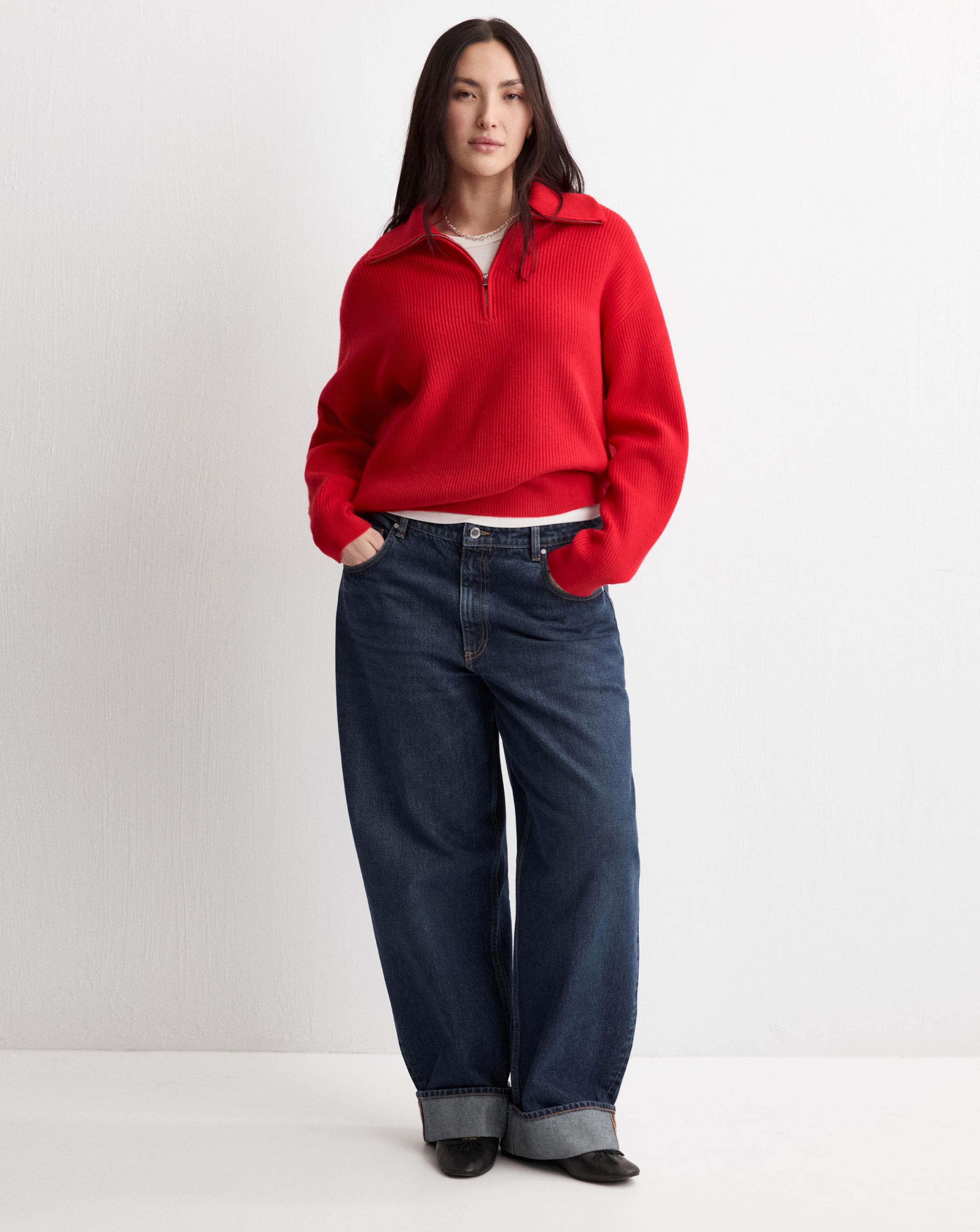 New In - Mango Quarter Zip Knit Sweater