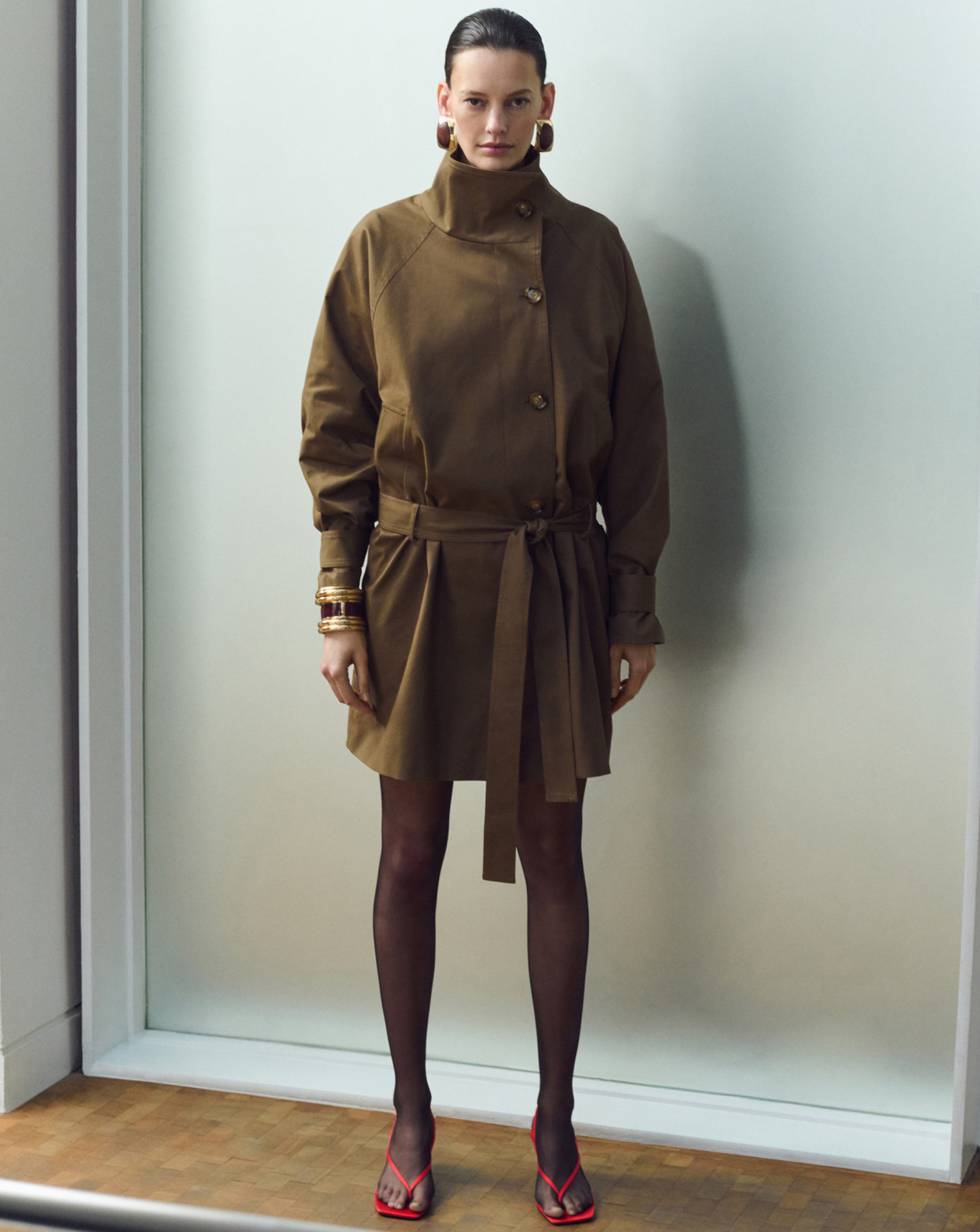 Mango Breasted Trench Coat High Neck