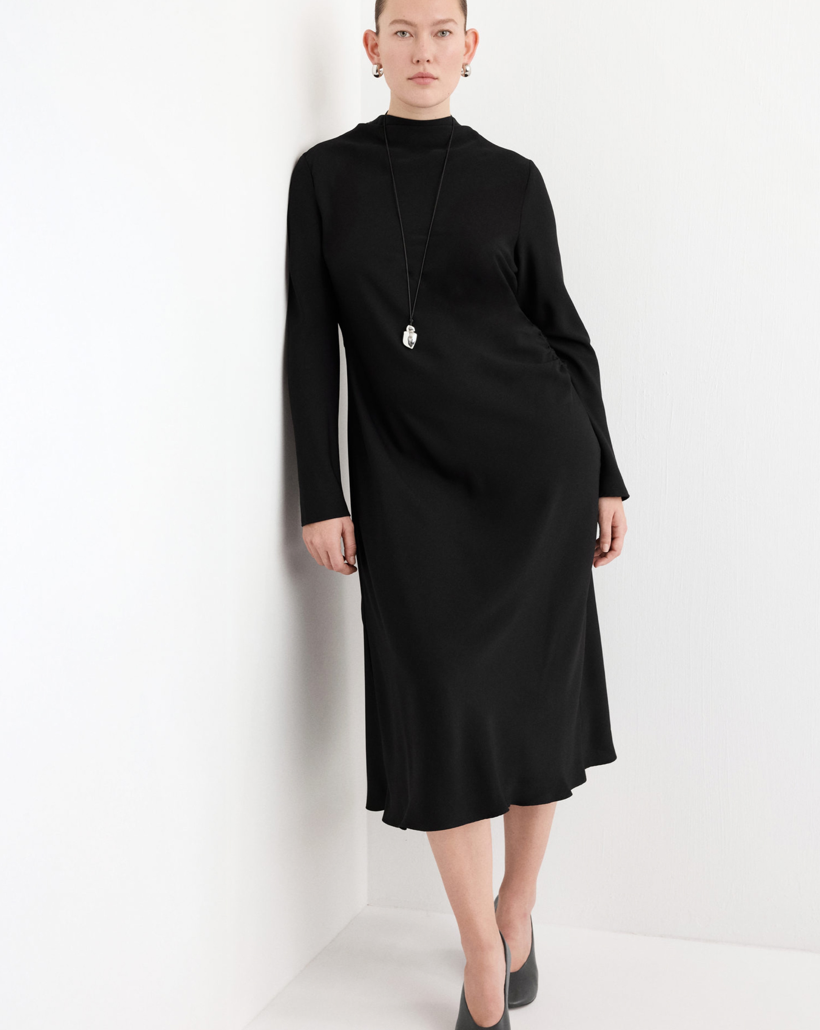 Mango Ruched Midi Dress