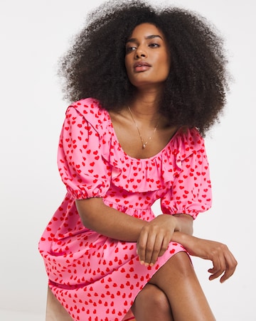 Twisted Wunder Heart Print Mini Dress