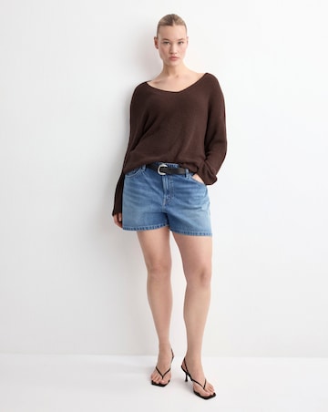 Mango Straight Mid-Rise Denim Shorts