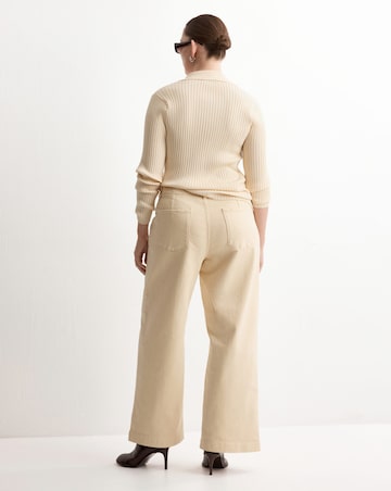 Mango High-Waisted Wide Leg Jeans With Stitching