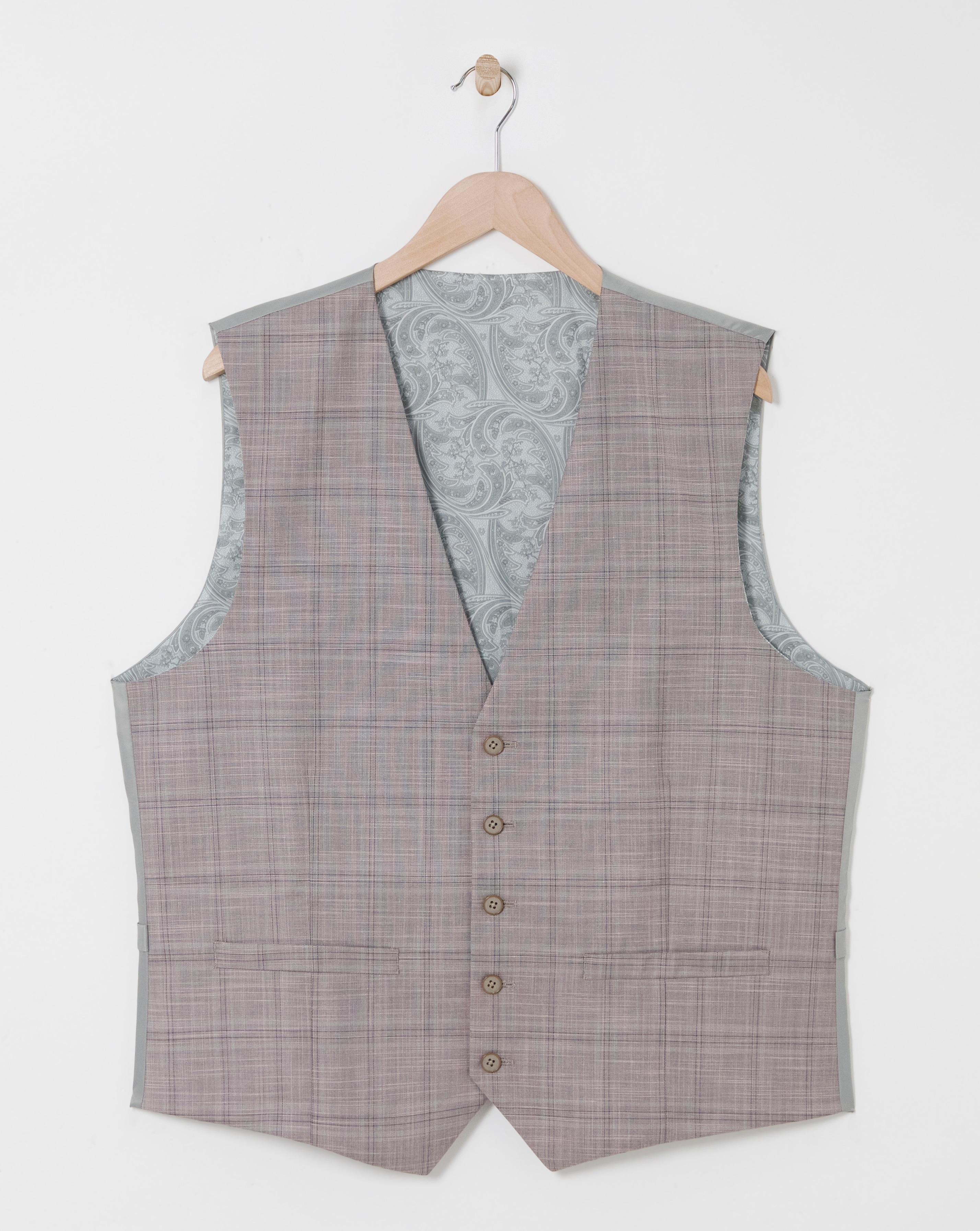 Jordan Burgundy Check Suit Waistcoat