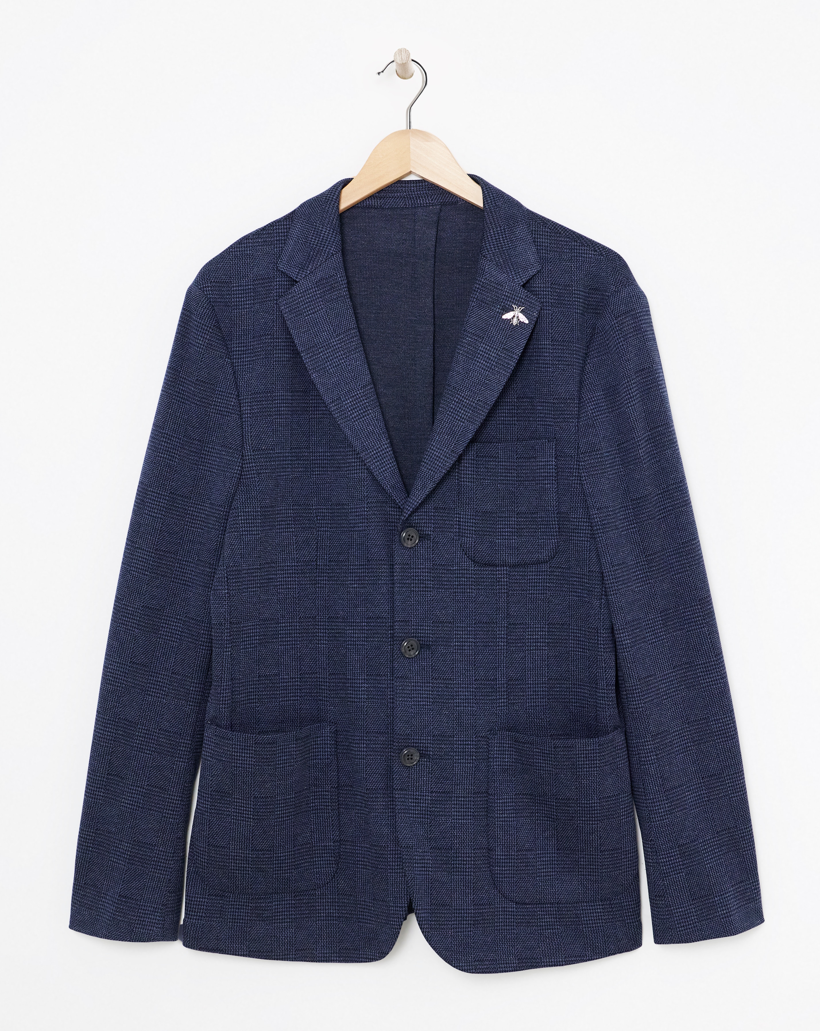 Check Knitted Suit Jacket Reg