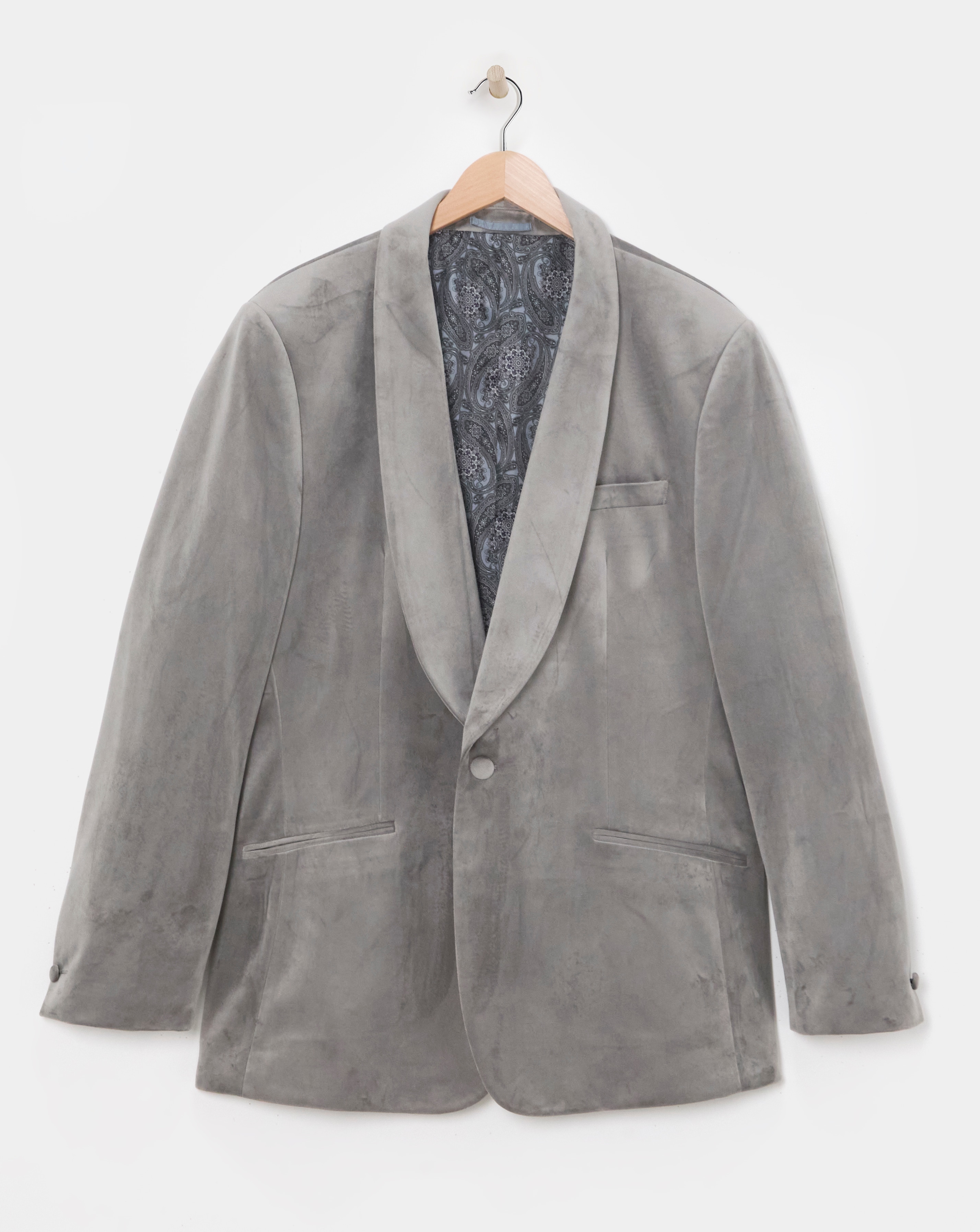 Velvet Satin Lapel Shawl Collar Blazer