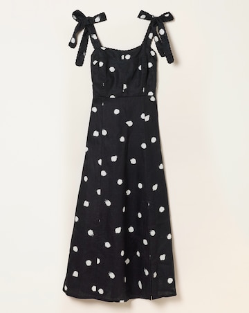 FatFace Delphine Linen Spot Midi Dress