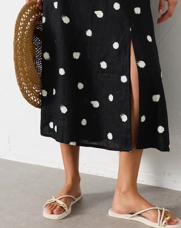FatFace Delphine Linen Spot Midi Dress