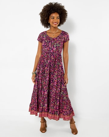 Joe Browns Heidi Crinkle Cotton Border Print Dress