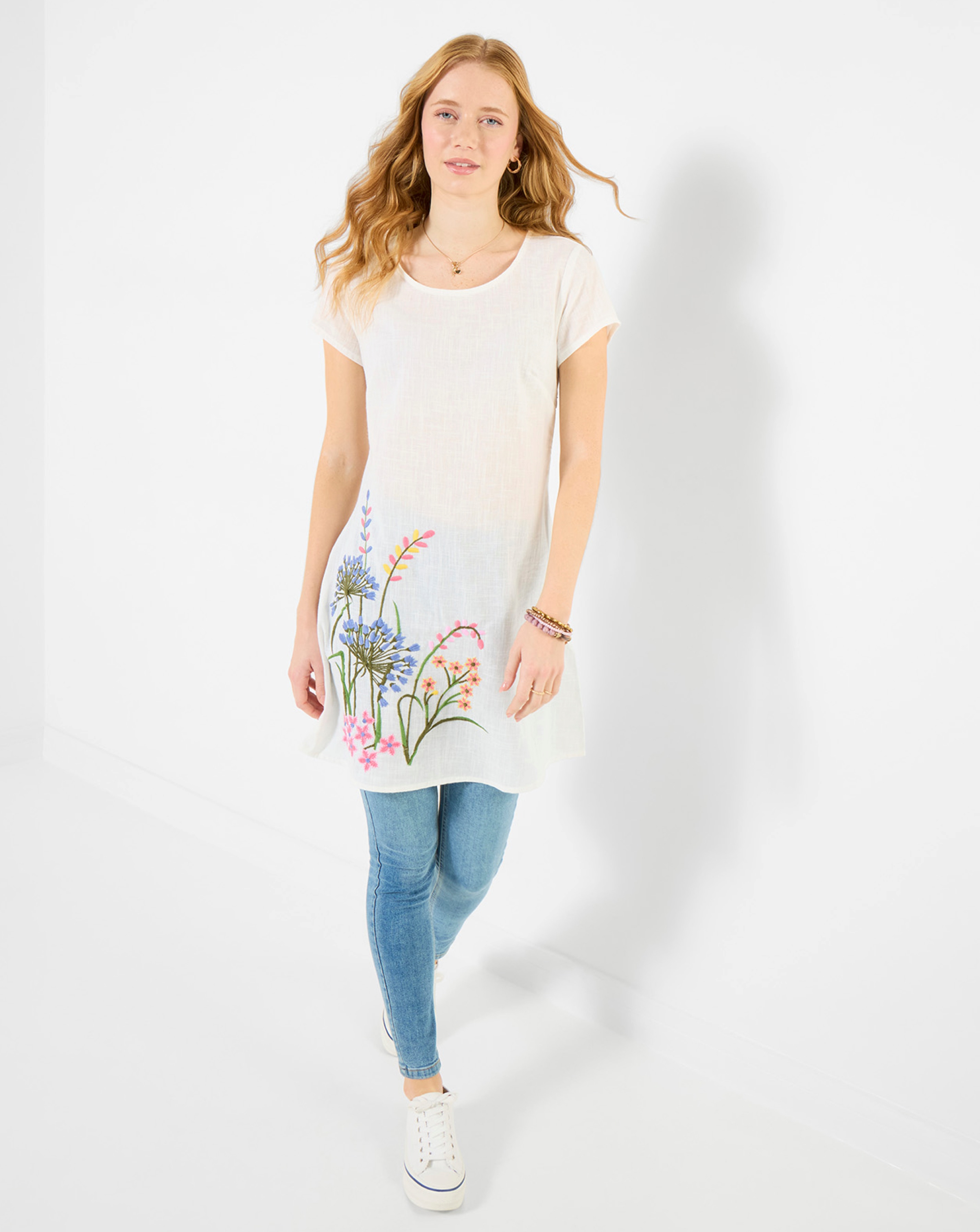 JB Spring Meadow Embroidered Tunic Top