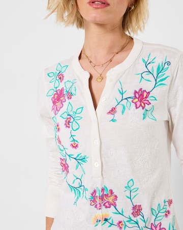 Joe Browns Fabulous Floral Embroidered Henley Top