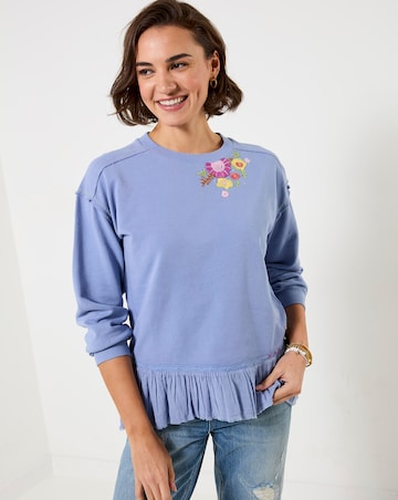 Joe Browns Elodie Embroidered Woven Hem Sweatshirt