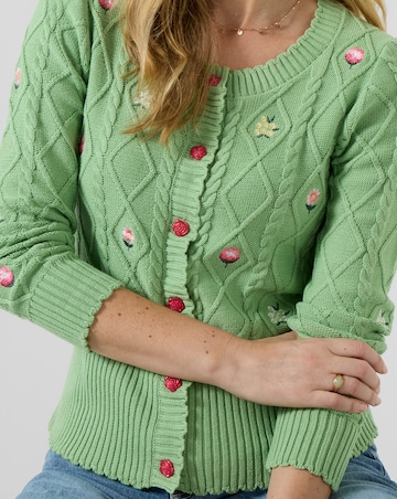 Joe Browns Penny Embroidered Floral Cable Knit Cardigan