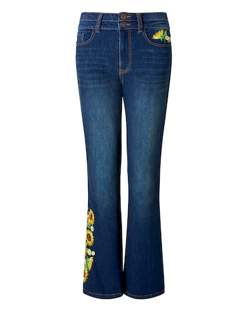 Joe Browns Sophia Sunflower Embroidered Flared Jeans
