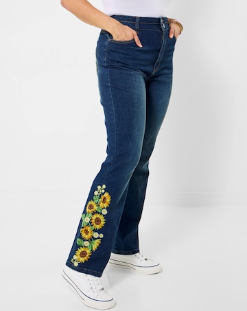 Joe Browns Sophia Sunflower Embroidered Flared Jeans