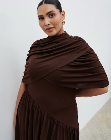 Pretty Lavish Deja Draped Jersey Wrap Maxi Dress