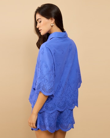 Little Mistress Blue Embroidered Shirt