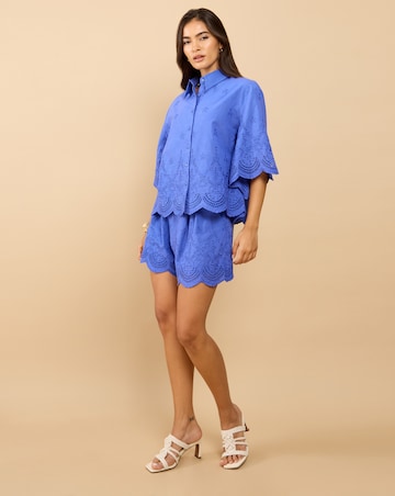 Little Mistress Blue Embroidery Shorts