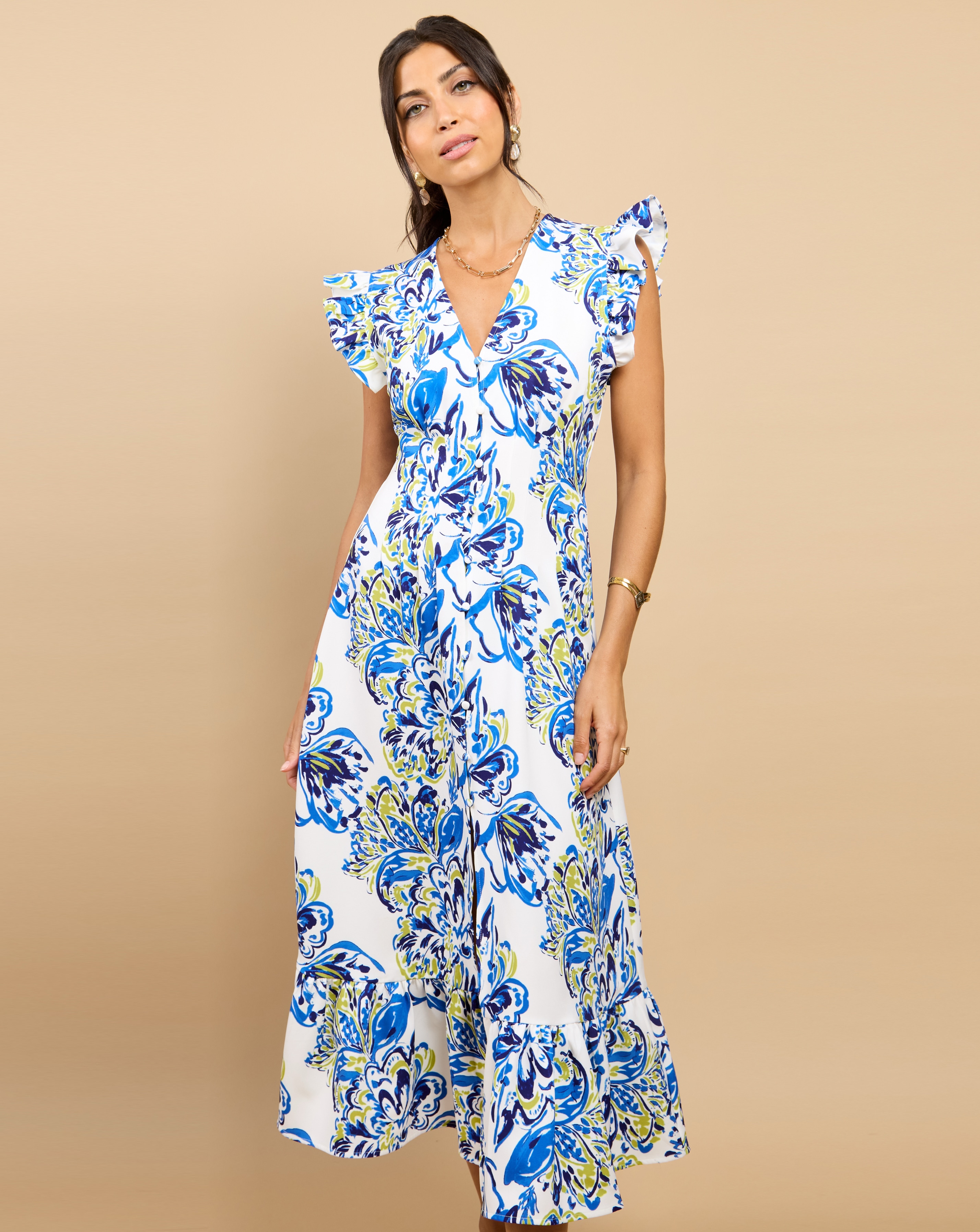 New In - LM Blue Floral Midaxi