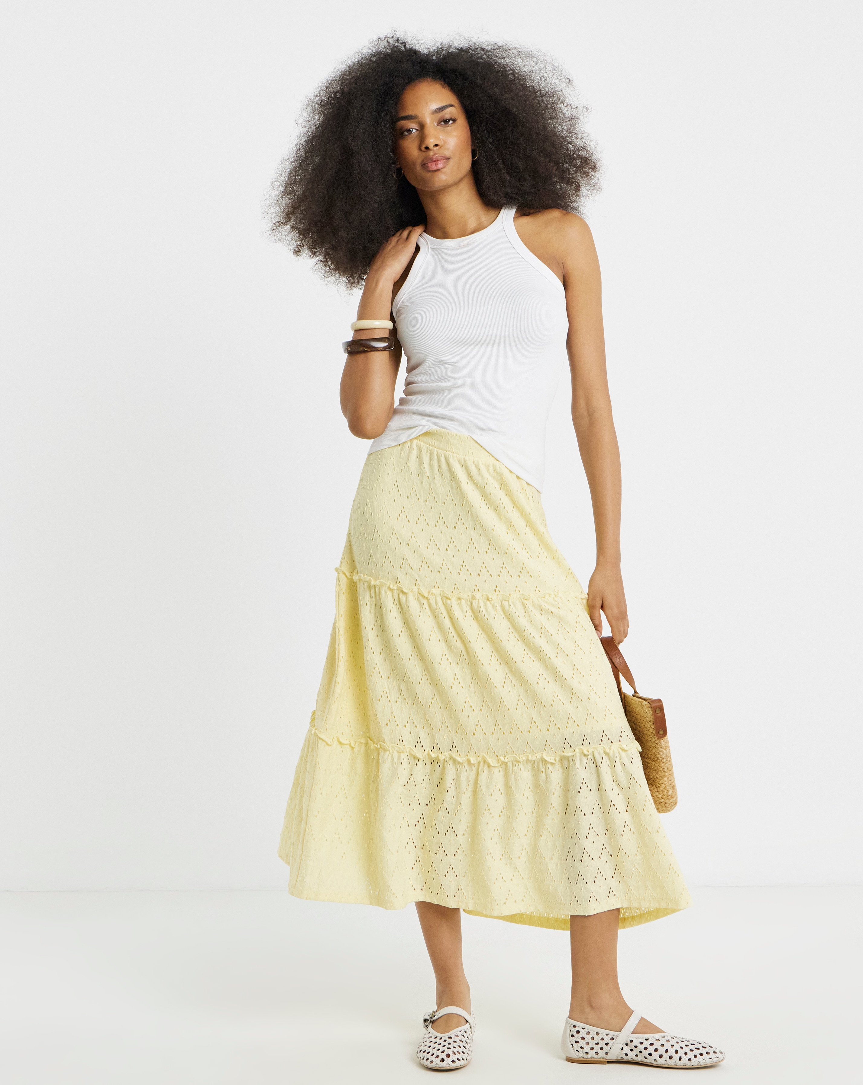 Vila High Waist Midi Skirt