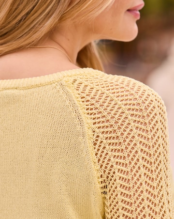 Sosandar Lemon Pointelle Sleeve Boat Neck Jumper