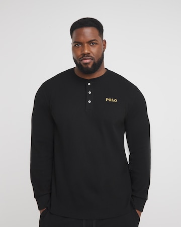 Polo Ralph Lauren Black Waffle Long Sleeve Mix & Match Lounge Top