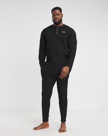 Polo Ralph Lauren Black Waffle Long Sleeve Mix & Match Lounge Top