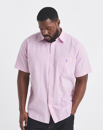 Polo Ralph Lauren Short Sleeve Stripe Seersucker Shirt - Pink/ White