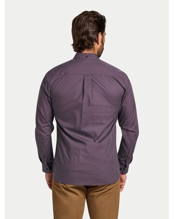 Raging Bull Long Sleeve Circle Print Cotton Shirt Navy