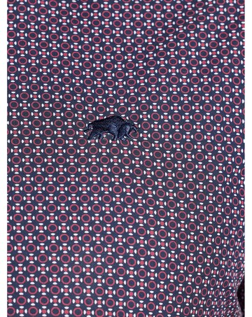 Raging Bull Long Sleeve Circle Print Cotton Shirt Navy