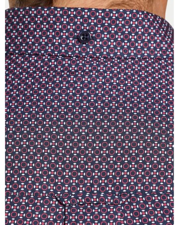 Raging Bull Long Sleeve Circle Print Cotton Shirt Navy