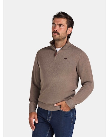 Raging Bull Classic Quarter Zip Cotton/Cashmere Knit Toast