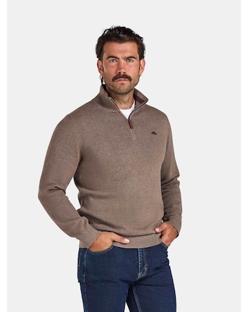 Raging Bull Classic Quarter Zip Cotton/Cashmere Knit Toast