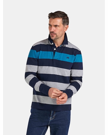 Raging Bull L/S Contrast Chest Stripe Rugby Cobalt