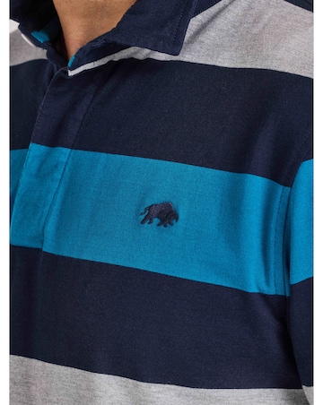 Raging Bull L/S Contrast Chest Stripe Rugby Cobalt