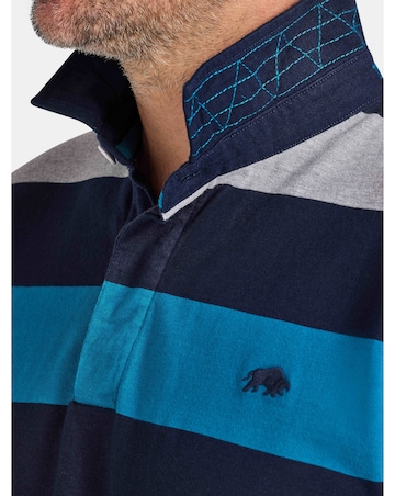 Raging Bull L/S Contrast Chest Stripe Rugby Cobalt