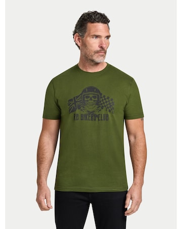 Raging Bull RB Bikers Club Print T-Shirt Army Green