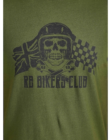 Raging Bull RB Bikers Club Print T-Shirt Army Green