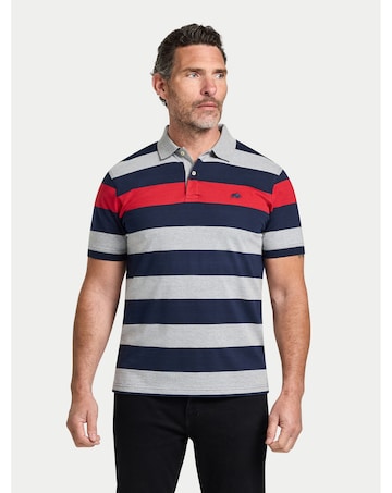 Raging Bull S/S Contrast Chest Stripe Polo Red