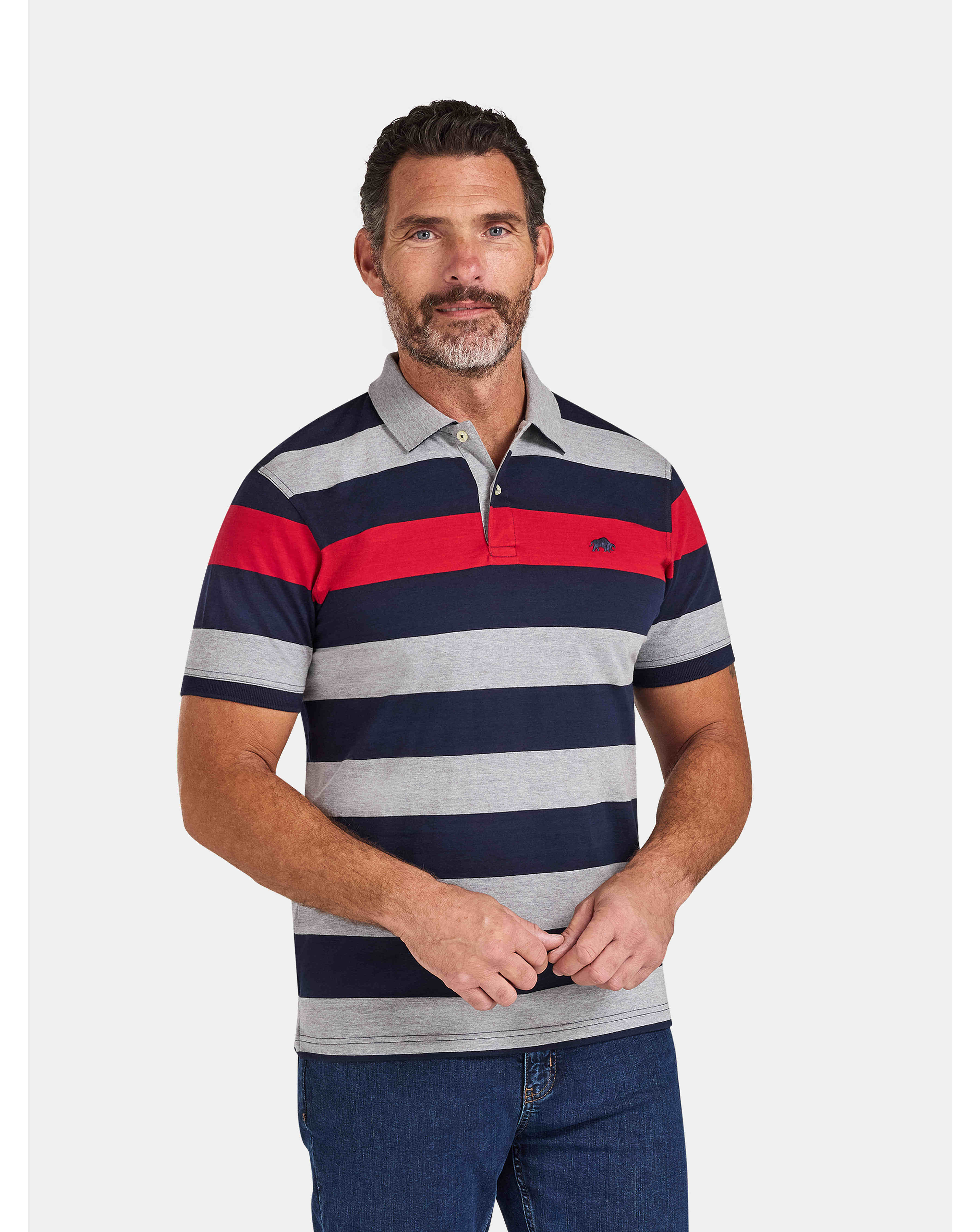 Raging Bull Contrast Chest Stripe Polo