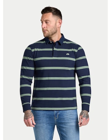 Raging Bull L/S Fine Stripe Rugby Sage