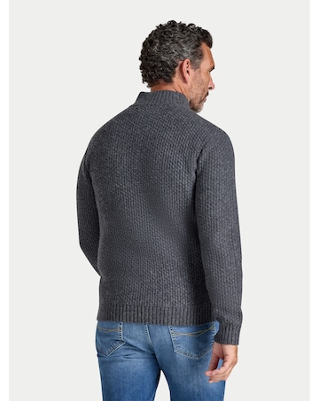 Raging Bull Chunky Textured Quarter Zip Knit Dark Grey Marl