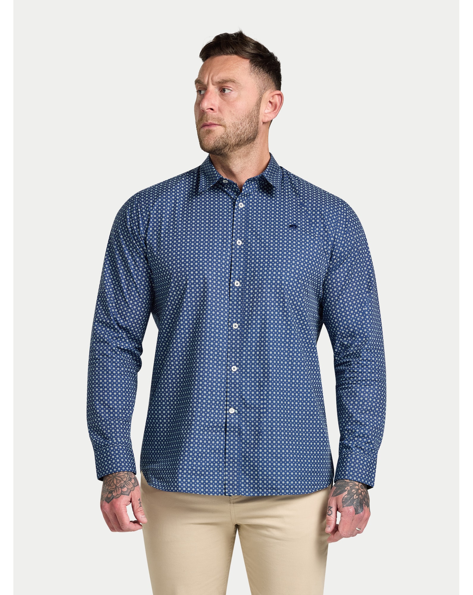 Raging Bull L/S Dotty Print Cotton Shirt