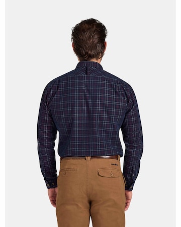 Raging Bull Long Sleeve Check Corduroy Shirt Claret